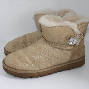 Ugg Australia Sting Bling Swarovski Tan Mini Boots Women's Size 9
